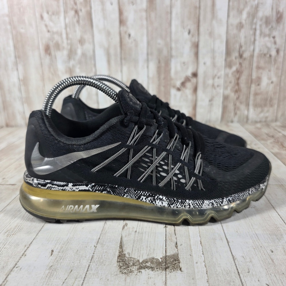 Nike Air Max 2015 Mens 6Y Womens 7.5 Black Silver Running Shoes 705458-003